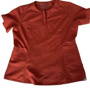 FIGS Technical Collection Scrub Top Women's L Rust / Terracotta